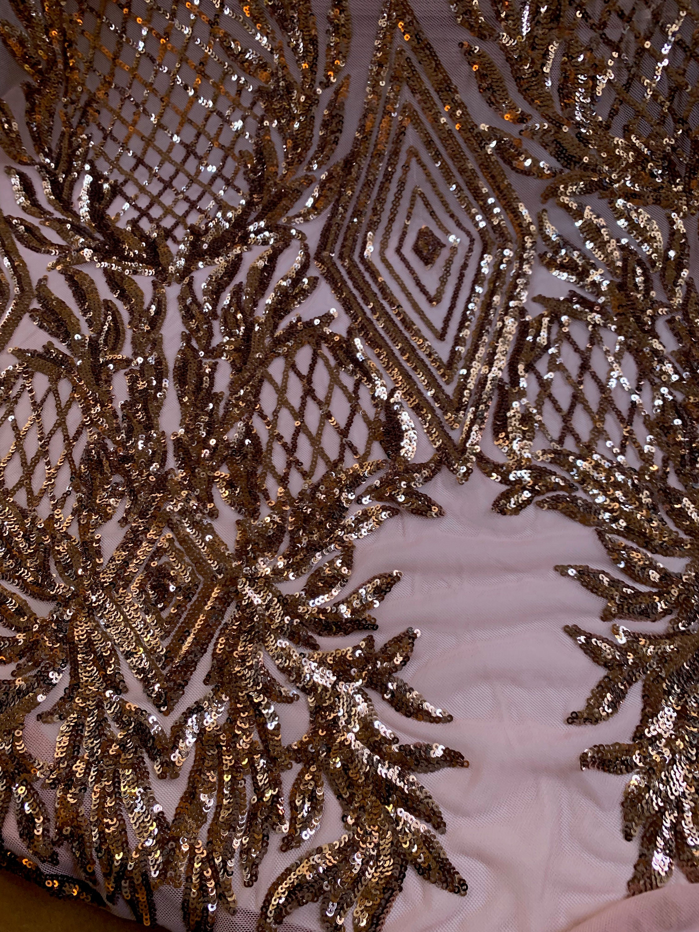 Francesca BRONZE Vines and Diamonds Pattern Sequins on DUSTY - Etsy
