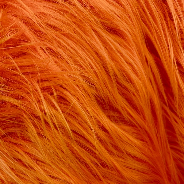 Tissu fausse fourrure doux à poils longs Eden ORANGE pour combinaison, costume de cosplay, accessoire photo, bordure, coussin, travaux manuels