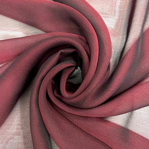 Jolene BURGUNDY BLACK Polyester Two-Tone Chiffon Fabric by the Yard - 10135