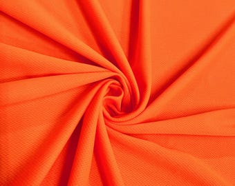 Mikaela NEON ORANGE Polyester Dimple Sports Mesh Knit Fabric by the Yard
