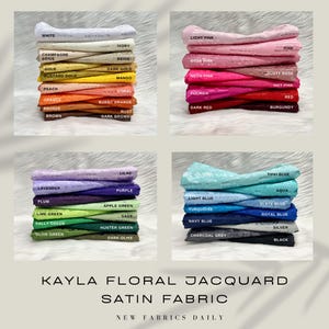 Kayla Polyester Floral Jacquard Satin Fabric by the Yard for Clothes, Costumes, Home Decorations, Arts and Crafts