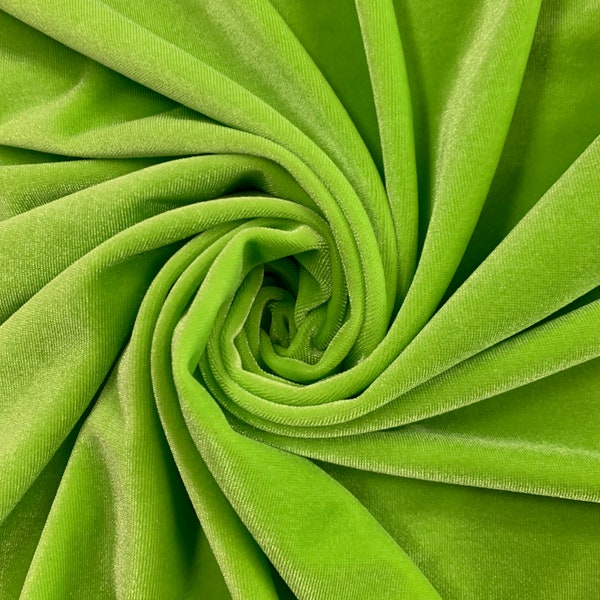 Princess LIME GREEN Polyester Spandex Stretch Velvet Fabric by the Yard for Tops, Dresses, Skirts, Dance Wear, Costumes, Crafts - 10001