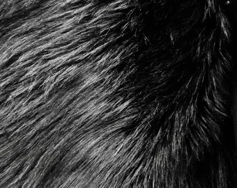 Eden BLACK Shaggy Long Pile Soft Faux Fur Fabric for Fursuit, Cosplay  Costume, Photo Prop, Trim, Throw Pillow, Crafts