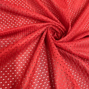 Sawyer RED Polyester Football Sports Mesh Knit Fabric by the Yard - 10047