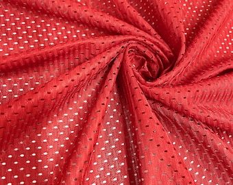 Sawyer RED Polyester Football Sports Mesh Knit Fabric by the Yard - 10047