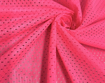Sawyer NEON PINK Polyester Football Sports Mesh Knit Fabric by the Yard