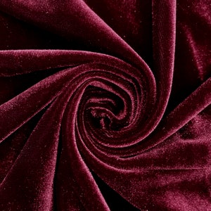 Princess BURGUNDY Polyester Spandex Stretch Velvet Fabric for Bows, Topknots, Headwraps, Scrunchies, Clothes, Costumes, Crafts - 10001