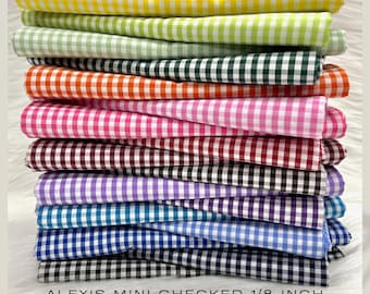 Alexis Mini Check Gingham Fabric by the Yard, 1/8 Inch Checks, 80/20 Polyester Cotton, No Stretch, 57–59" Wide - 10248