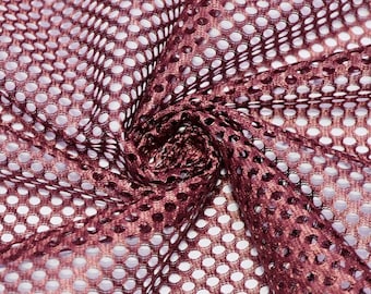 Mallory MAROON Polyester King Mesh Knit Fabric by the Yard - 10111