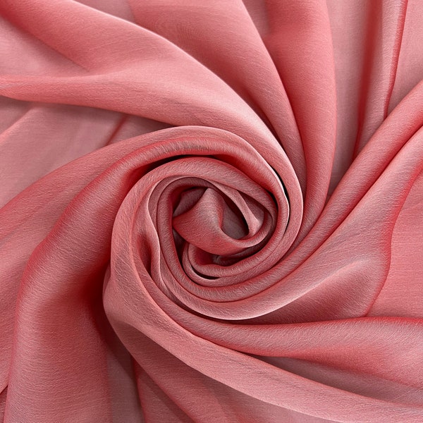 Jolene VERMILLION CORAL Polyester Two-Tone Chiffon Fabric by the Yard - 10135