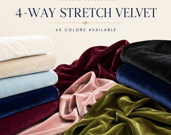 4-Way Stretch Velvet Fabric by the Yard, 58/60-Inch Wide, 65 Colors | Princess