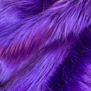 Sasha PURPLE 2 Inch Long Pile Soft Luxury Faux Fur Fabric Fursuit, Cosplay Costume, Photo Prop, Trim, Throw Pillow, Crafts