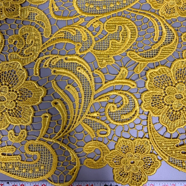 Maggie MUSTARD YELLOW Guipure Venice Heavy Lace Fabric by the Yard - 10019