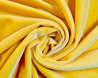Tessuto elasticizzato in velluto di poliestere e spandex GIALLO Princess, tagliato su misura per top, abiti, gonne, abbigliamento da ballo, costumi, artigianato - 10001