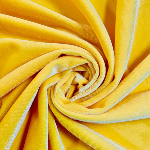 Princess YELLOW Polyester Spandex Stretch Velvet Fabric by the Yard for Tops, Dresses, Skirts, Dance Wear, Costumes, Crafts - 10001