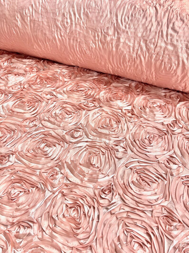 Swift Floral Peach Rouge Remix Satin Fabric By the Yard Pre Order