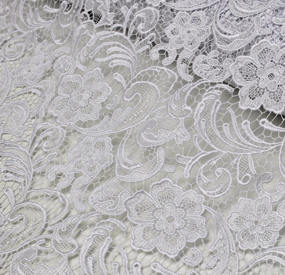 Guipure Bridal Lace Fabric, Heavy Double Scalloped Lace