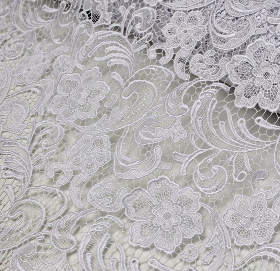 Guipure Bridal Lace Fabric, Heavy Double Scalloped Lace