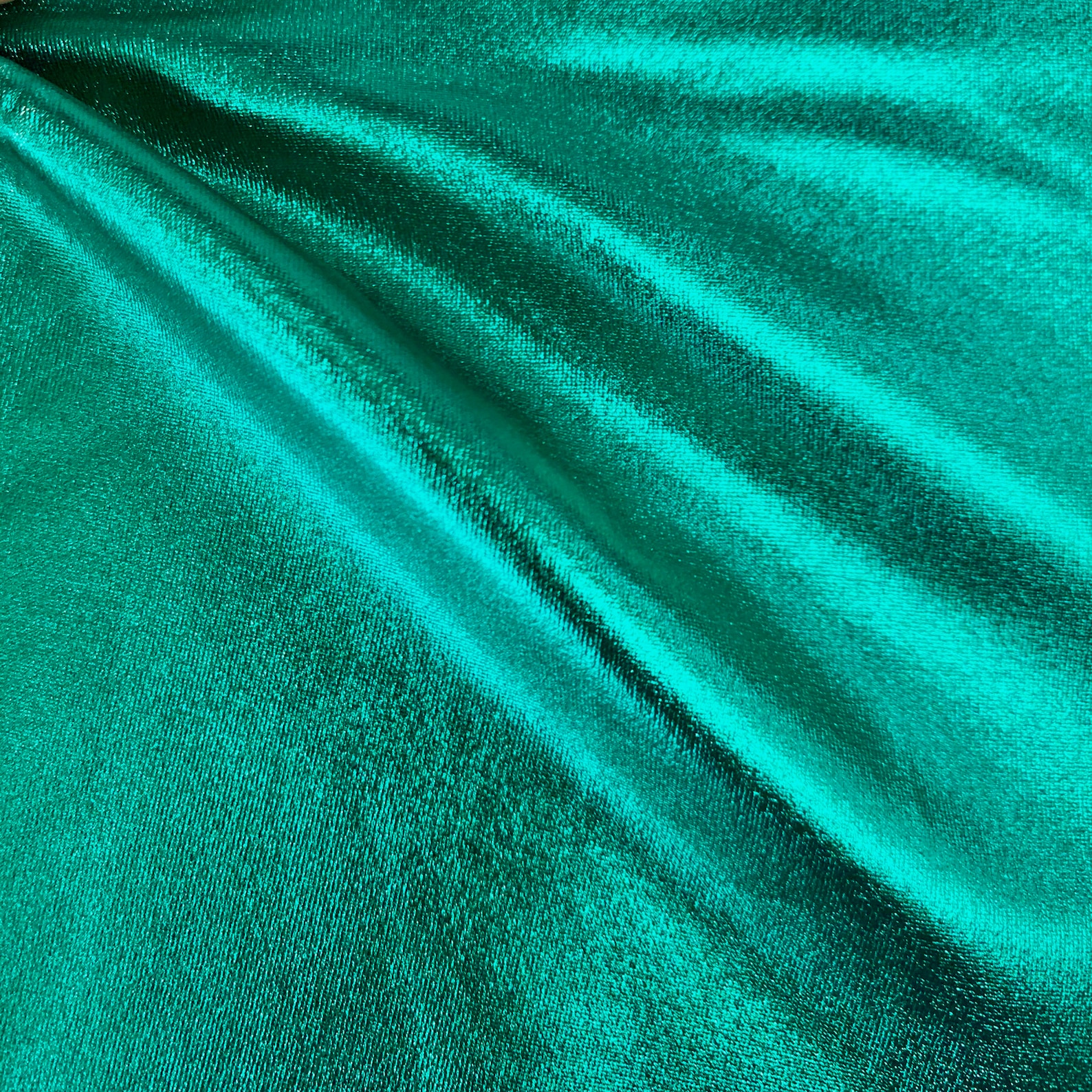Finley TEAL GREEN 4way Stretch Metallic Foil Fabric by the Etsy