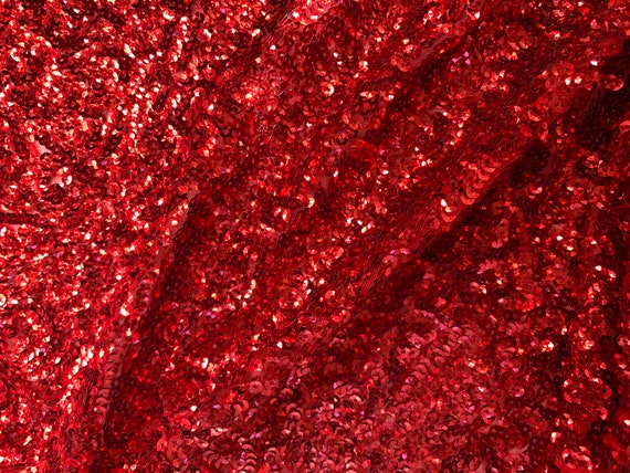 Bianca RED Allover Sequins on Mesh Fabric by the Yard 10104 | Etsy