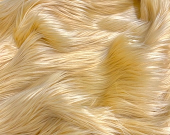 Tessuto in pelliccia sintetica Eden LIGHT CAMEL a pelo lungo e peloso per costumi da fursuit, costumi da cosplay, accessori per foto, rifiniture, cuscini decorativi, artigianato