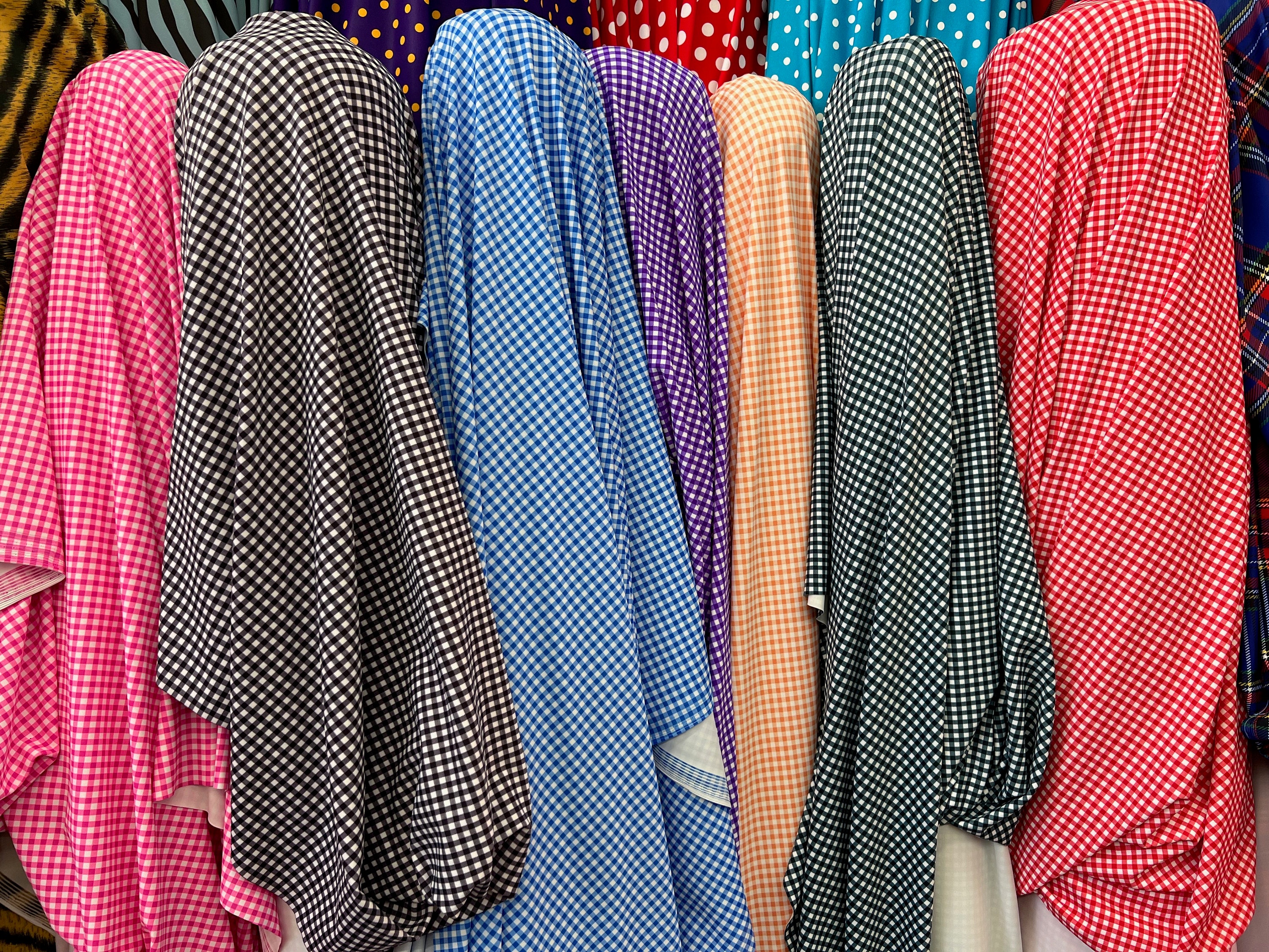 Judy Gingham Printed Nylon Spandex 4-way Stretch Medium Weight Fabric for Apparel, Swimwear, Activewear, Sportswear, Costumes, Crafts