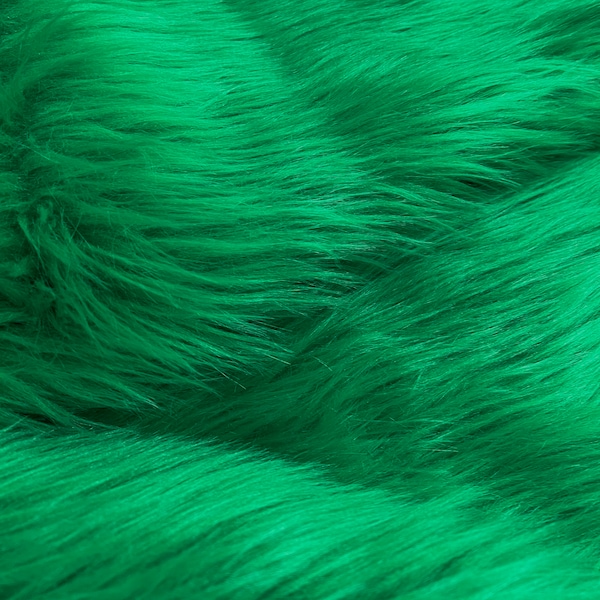 Eden EMERALD GREEN Shaggy Long Pile Soft Faux Fur Fabric voor Fursuit, Cosplay Kostuum, Fotorekwisiet, Versiering, Sierkussen, Knutselwerk