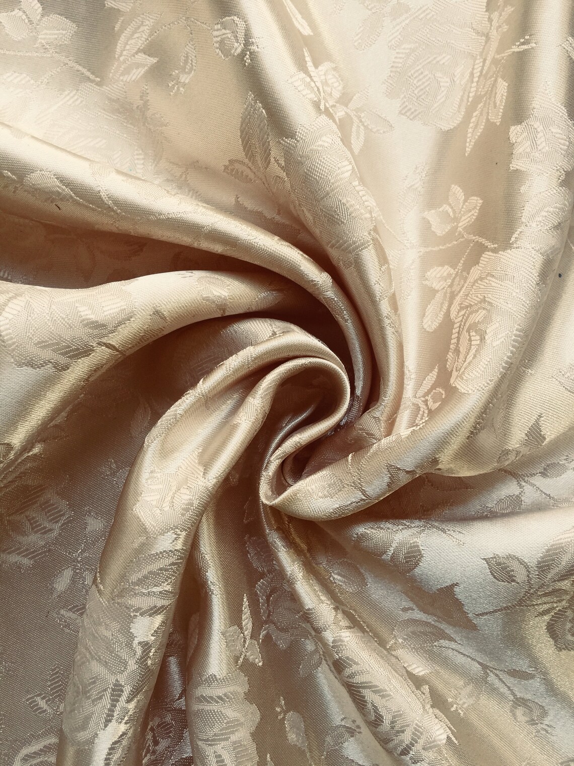 Kayla BEIGE Polyester Floral Jacquard Brocade Satin Fabric by Etsy