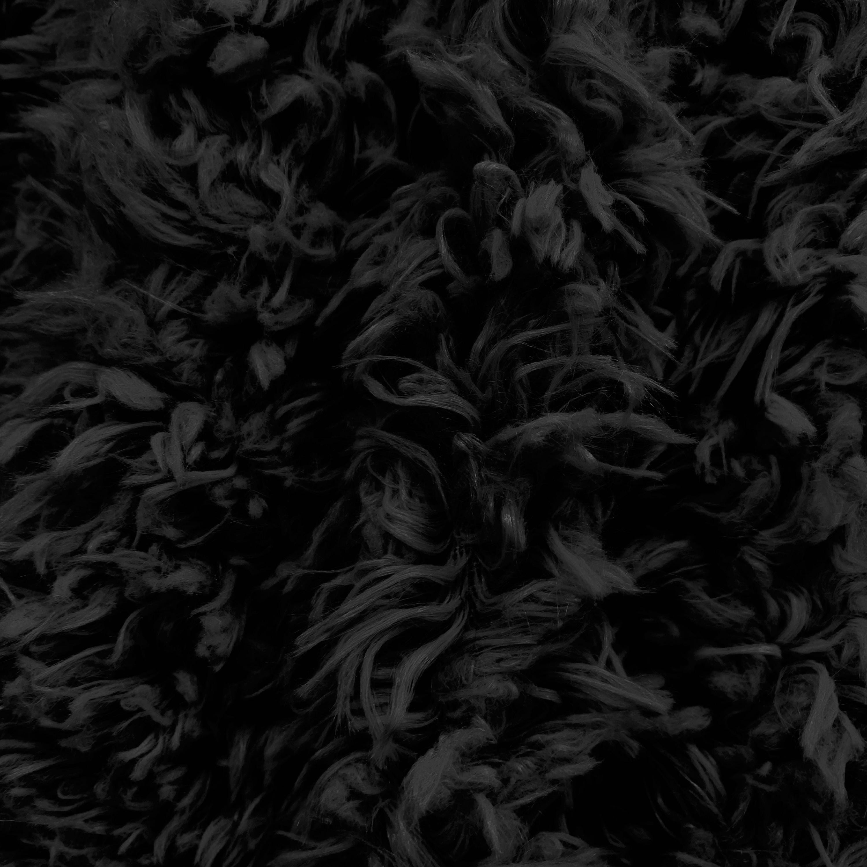 Poppy BLACK Flokati Mongoolse korte stapel zachte namaakbontstof voor fursuit, cosplaykostuum, fotorekwisiet, trim, kussen gooien, ambachten