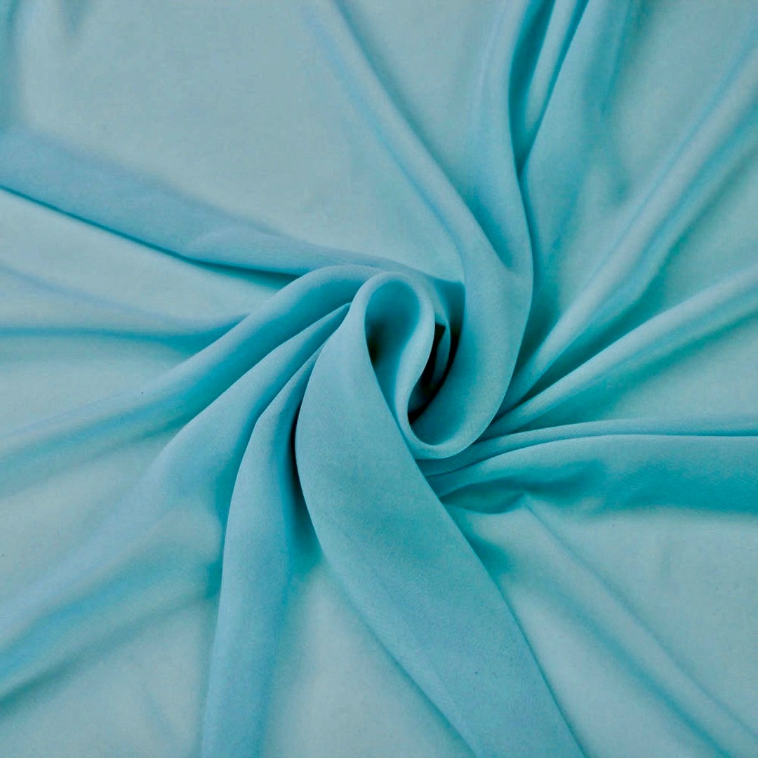 Danielle AQUA BLUE Polyester Hi-multi Chiffon Fabric by the Yard 10075 ...