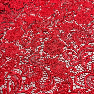 Maggie RED Guipure Venice Heavy Lace Fabric by the Yard - Etsy