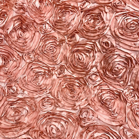 Paige DUSTY ROSE 3D Floral Polyester Satin Rosette Fabric by the Yard - 10028