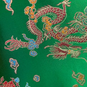 Hope GREEN Dragon Brocade Chinese Satin Fabric by the Yard - Etsy