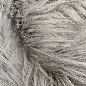 Eden LIGHT GREY Shaggy Long Pile Soft Faux Fur Fabric for Fursuit ...