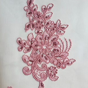 Brianna PINK Polyester Floral Embroidery With Sequins on Mesh - Etsy