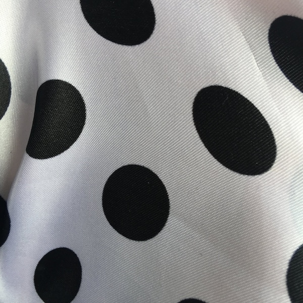 Shelby 0.75" BLACK Polka Dots on WHITE Polyester Light Weight Satin Fabric by the Yard - 10070