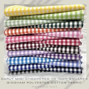 Carly Mini Checked 1/4 Inch Gingham Poly Cotton Fabric by the Yard