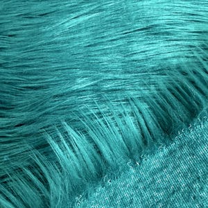 Eden DARK TEAL GREEN Shaggy Long Pile Soft Faux Fur Fabric for Fursuit, Cosplay Costume, Photo Prop, Trim, Throw Pillow, Crafts image 3