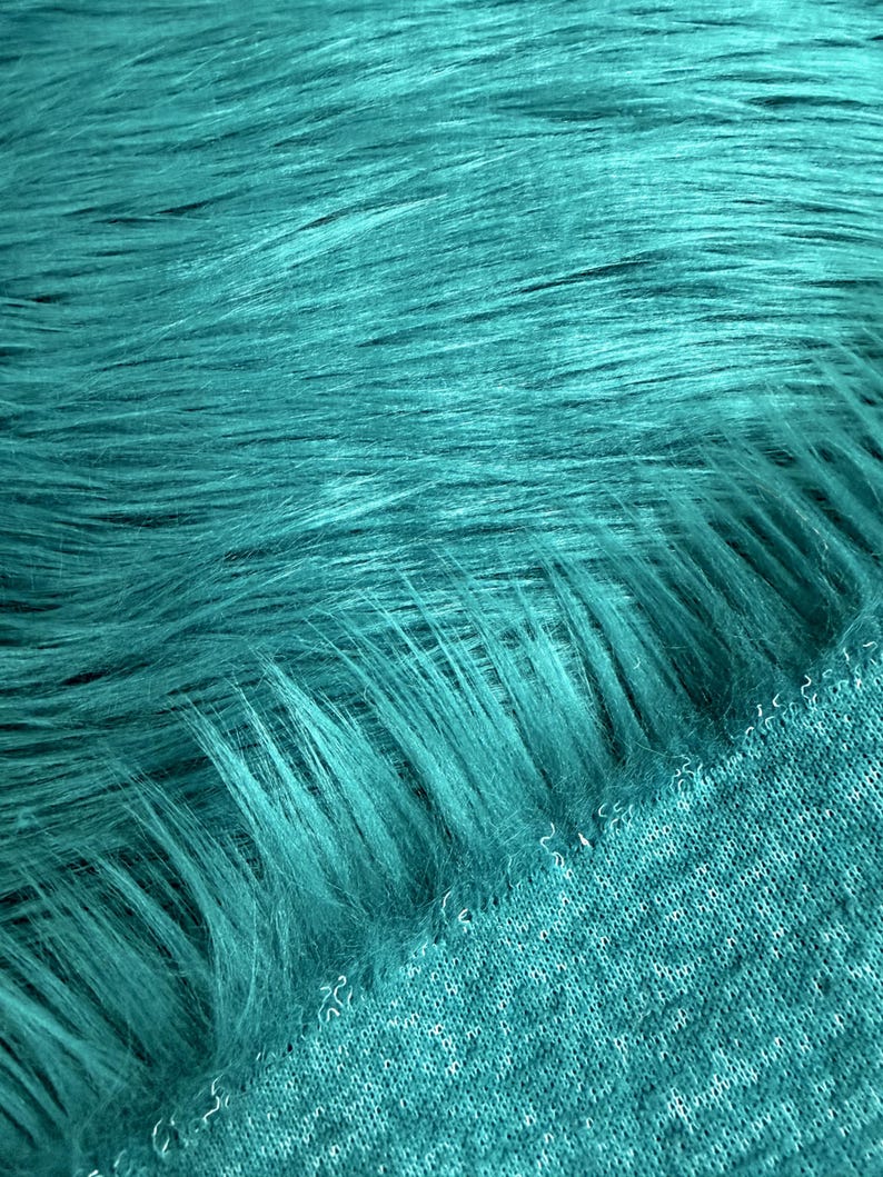 Eden DARK TEAL GREEN Shaggy Long Pile Soft Faux Fur Fabric for Fursuit, Cosplay Costume, Photo Prop, Trim, Throw Pillow, Crafts image 3