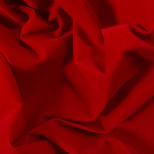 May include: A close-up of a deep red velvet fabric with soft folds and wrinkles.