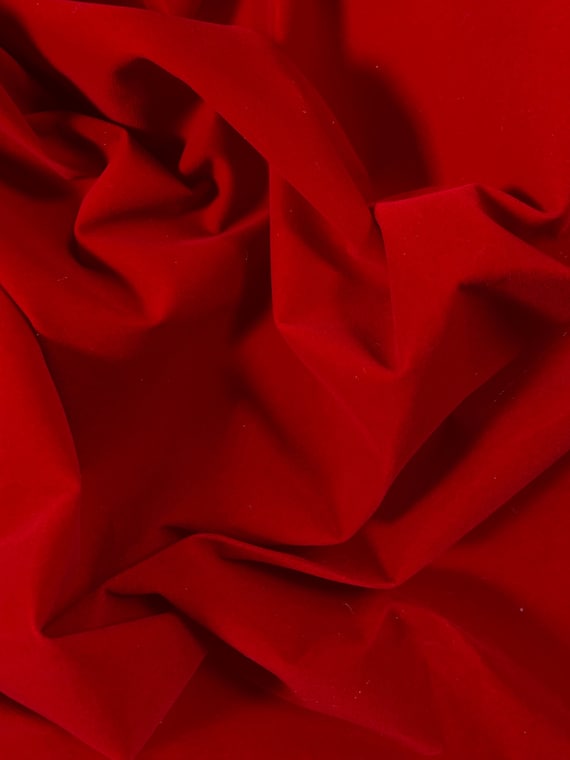 Camryn RED Polyester Non-Stretch Velvet Fabric for Light Use Upholstery, Book Cover, Headboard, Lining, Costumes, Crafts - 10126