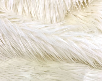 Eden IVORY Shaggy Long Pile Soft Faux Fur Fabric for Fursuit, Cosplay Costume, Photo Prop, Trim, Throw Pillow, Crafts