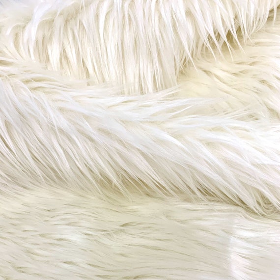 White Faux Fur 2 Pile | White Fur Fabric | Fursuit Fur | Fake Fur Fabric |  Costume & Cosplay Fur Fabric | Long Pile Faux Fur | White Shag 