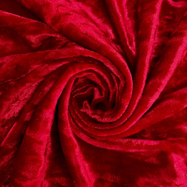 Samantha RED Polyester Stretch Crushed Velvet Fabric by the Yard for Bows, Topknot. Headwraps, Scrunchies, Clothes, Costumes, Crafts