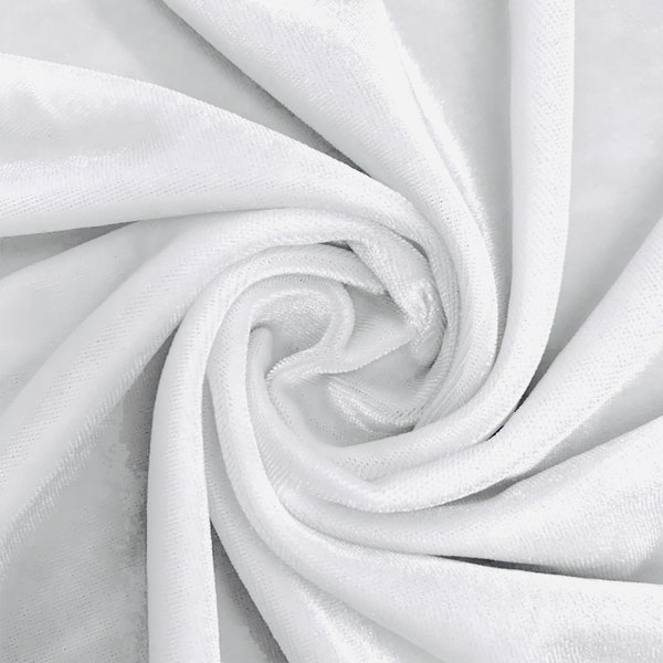 Princess WHITE Polyester Spandex Stretch Velvet Fabric by the Yard for Tops, Dresses, Skirts, Dance Wear, Costumes, Crafts - 10001