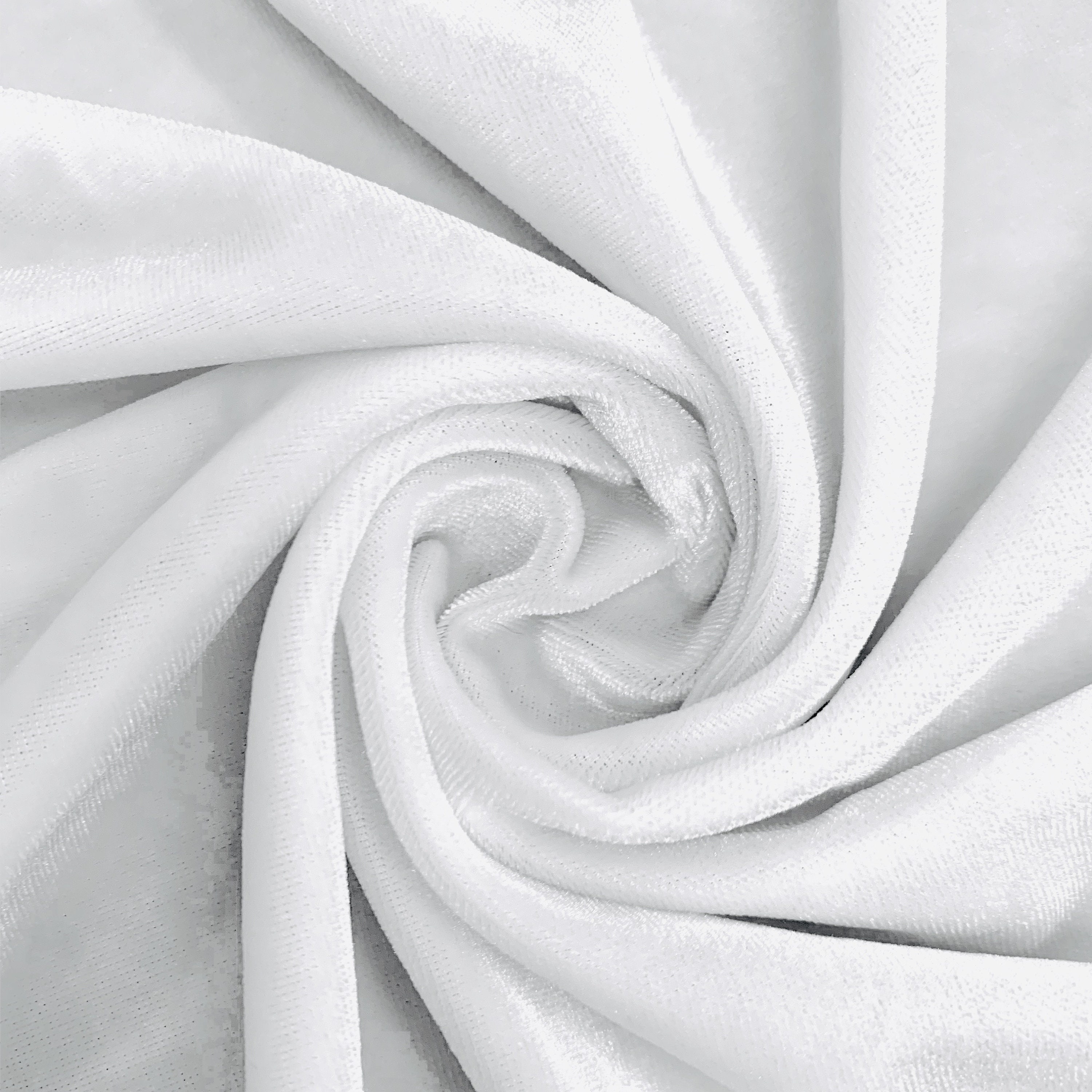 White - Polyester Crushed Velvet Fabric