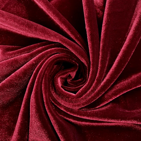 Princess WINE Polyester Spandex Stretch Velvet Fabric by the Yard for Tops, Dresses, Skirts, Dance Wear, Costumes, Crafts - 10001