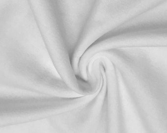 Lea WHITE Cotton Flannel Lightweight Fabric for Face Mask, Clothes, Costumes, Crafts  - 10164