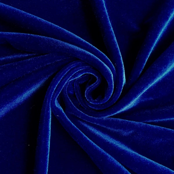 Princess ROYAL BLUE  Polyester Spandex Stretch Velvet Fabric by the Yard for Tops, Dresses, Skirts, Dance Wear, Costumes, Crafts - 10001