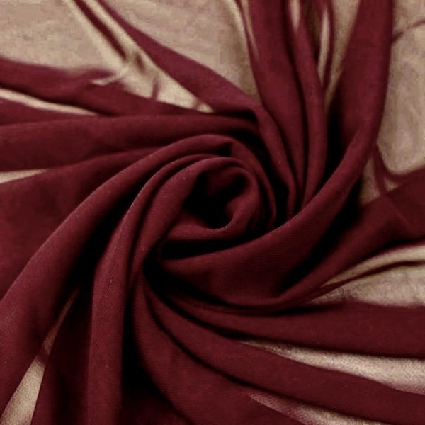 Danielle BURGUNDY Polyester Hi-Multi Chiffon Fabric by the Yard - 10075